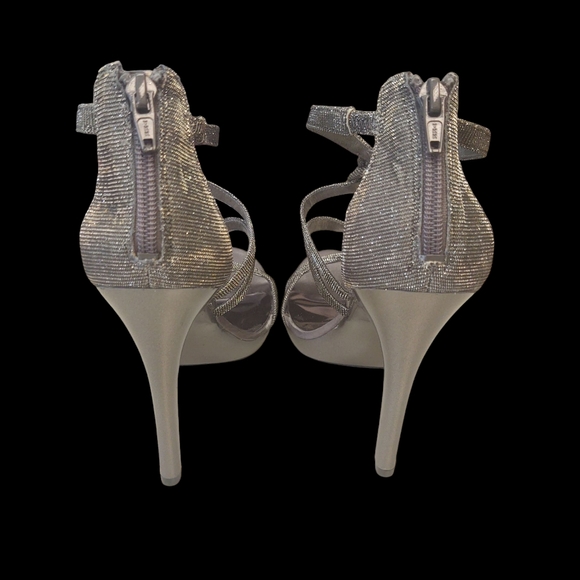 Carlos Santana Metallic Silver Strappy Heels Size 9 - Picture 4 of 7